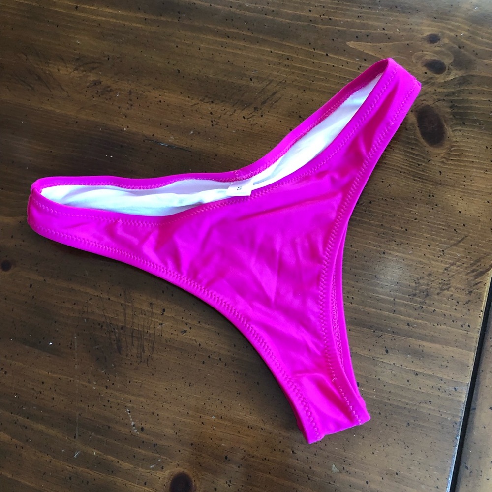 Fuchsia scrunch butt tanga bathing suit bottoms